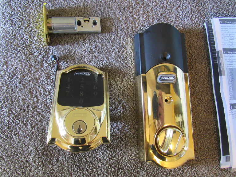Schlage Smart Connect keyless entry door lock hardware, gold finish