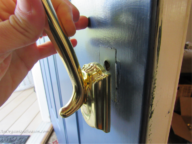 Schlage new gold door handle. Hole does not quite align