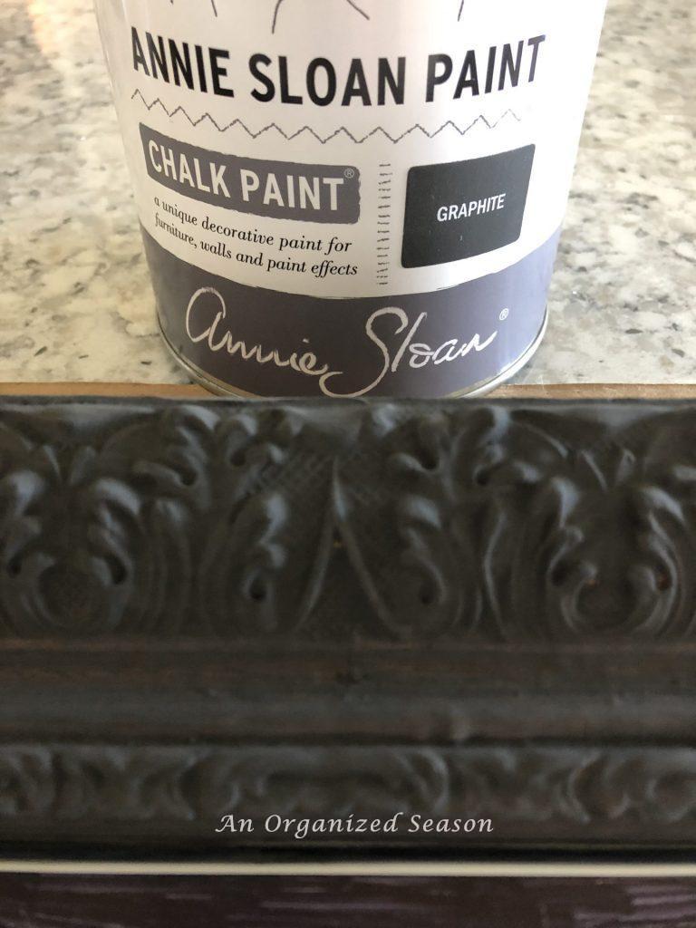 Frame with one coat of Annie Sloane Graphite Chalk paint