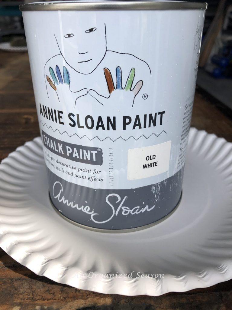 Annie Sloan chalk paint in old white.