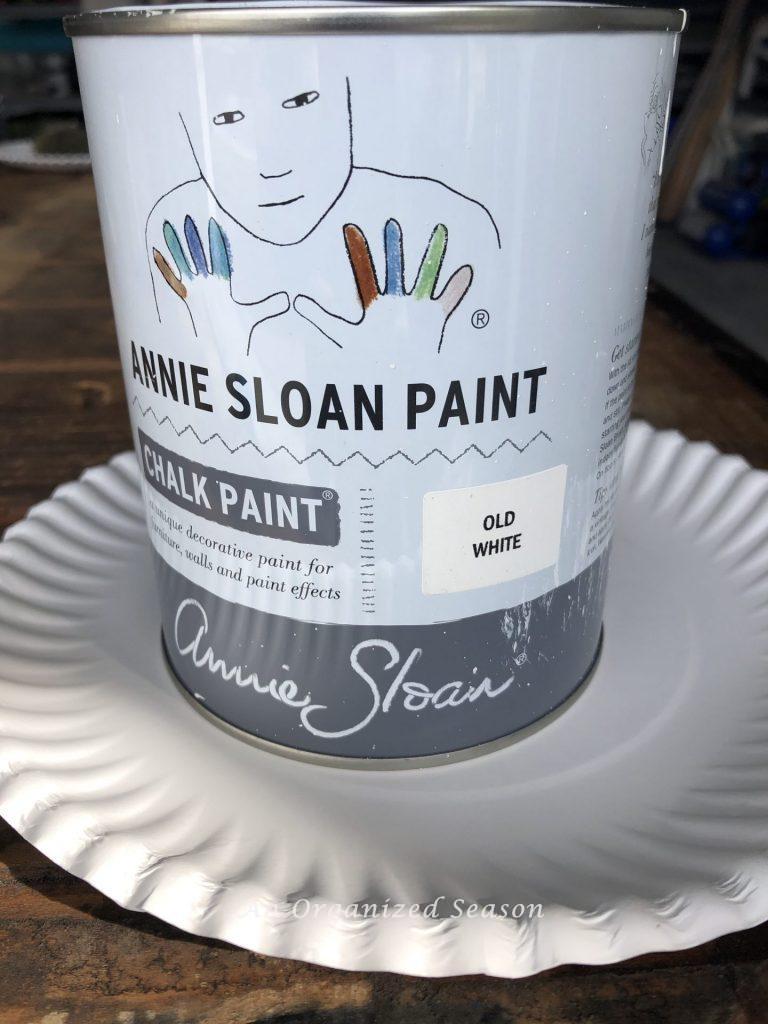 Annie Sloan chalk paint in old white.