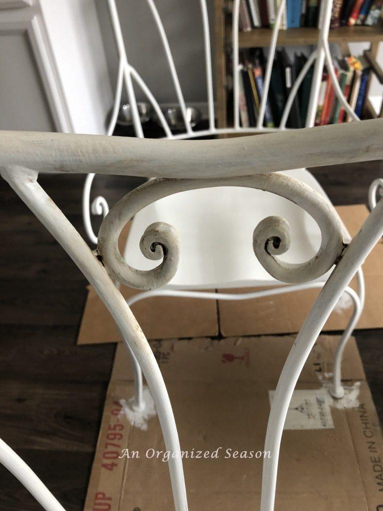 White chair after antiquing wax was wiped off.