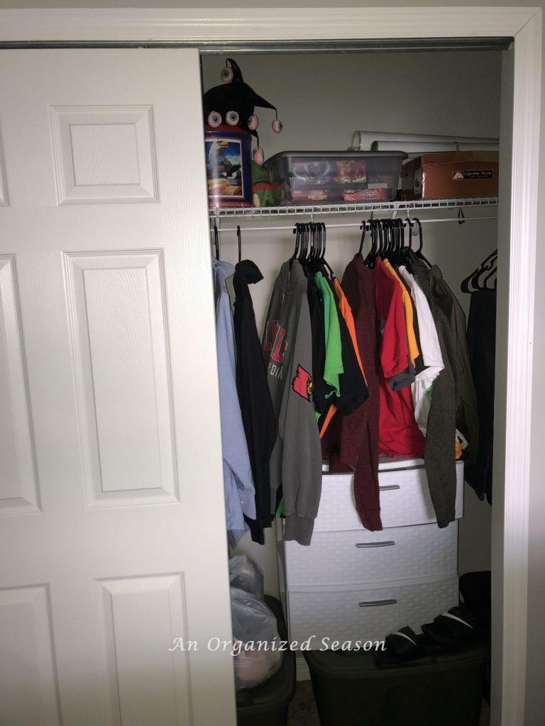 A disorganized closet.