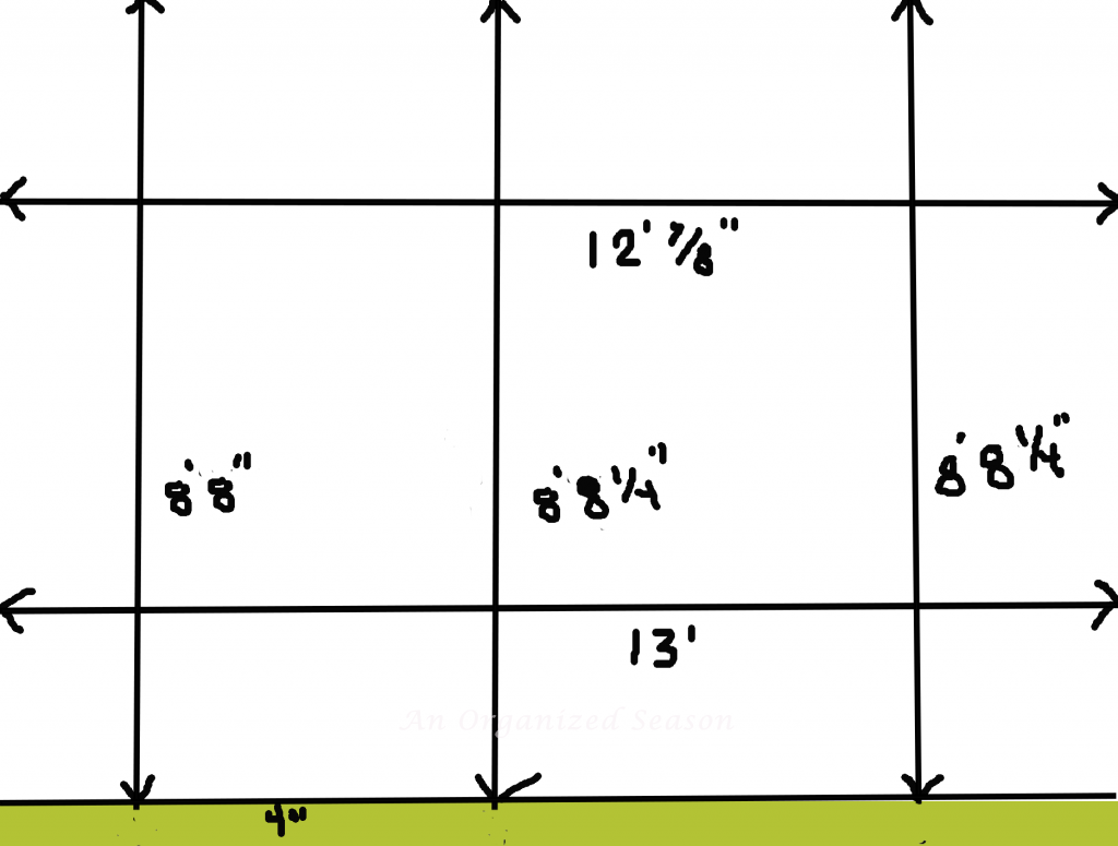 chart showing measurements of height and width of wall to install flooring on