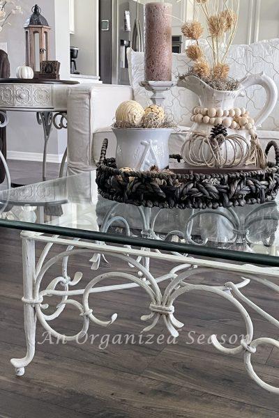 Coffee and end tables that received a makeover to match the living room decor.