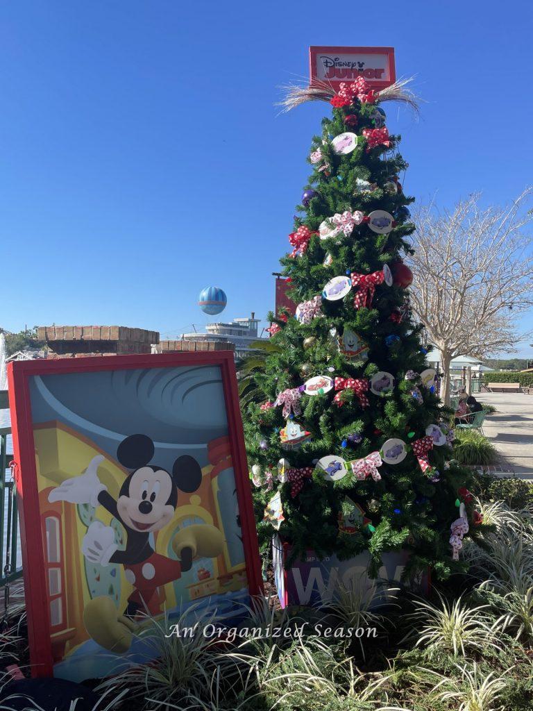 A Disney Junior themed tree on the Christmas tree stroll.