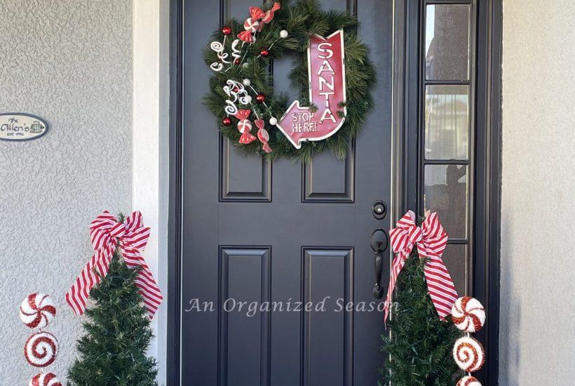 A front porch decorated for Christmas