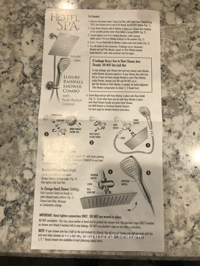 The instruction sheet you need to read before easily installing  a new shower head