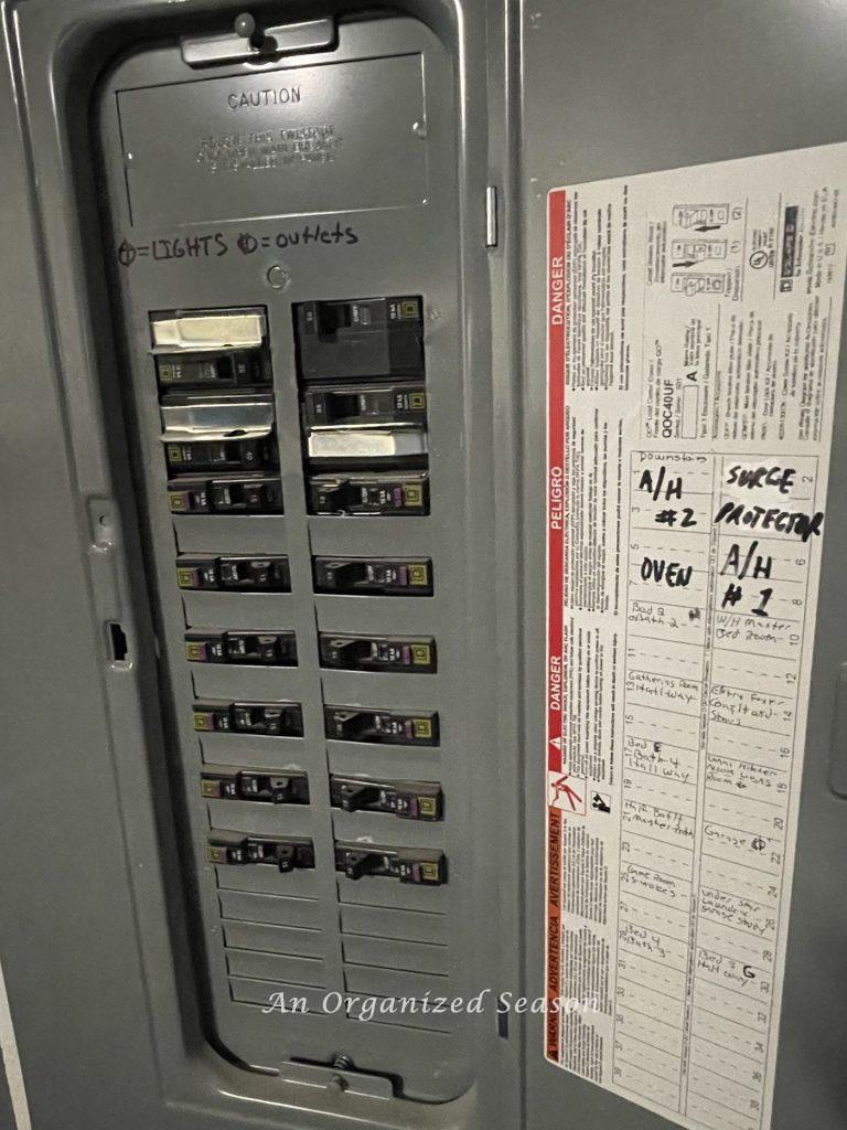 Circuit breaker used to turn off the electricity before you replace a light fixture.