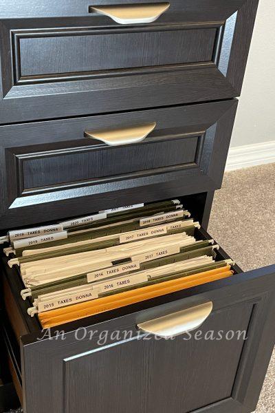 An organized file cabinet