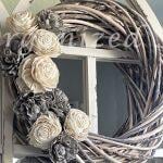 Wood Flower Wreath