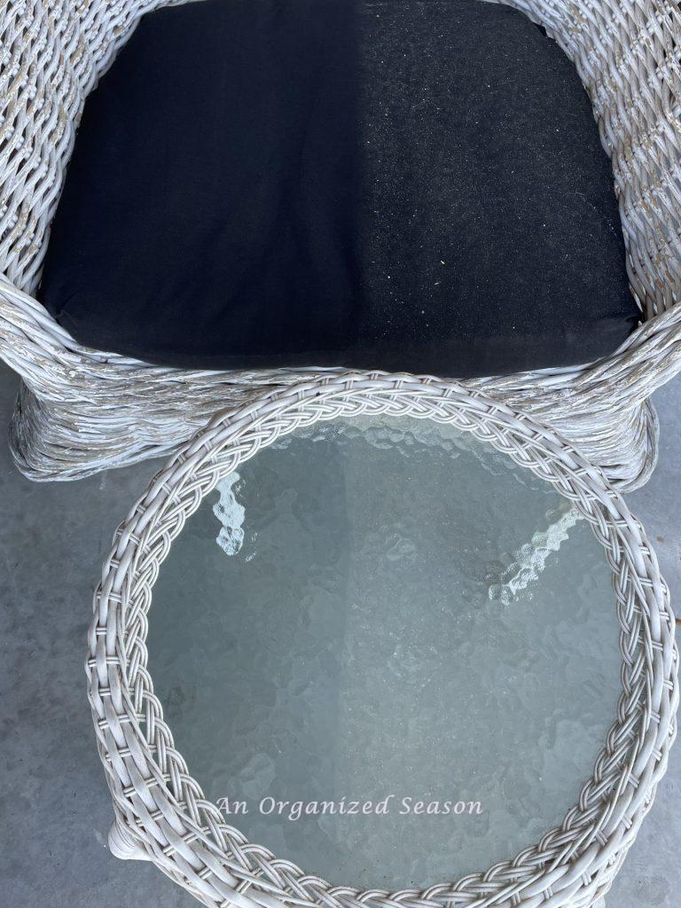 Time to spring clean this Chair and table with pollen still on half of each one.