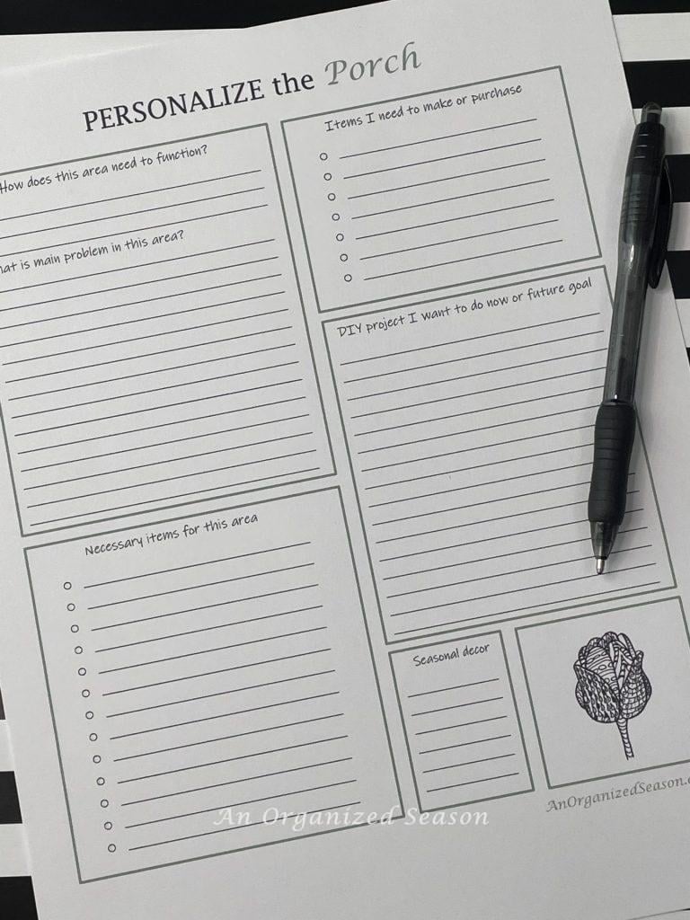 Printable to help you personalize your porch while you spring clean.