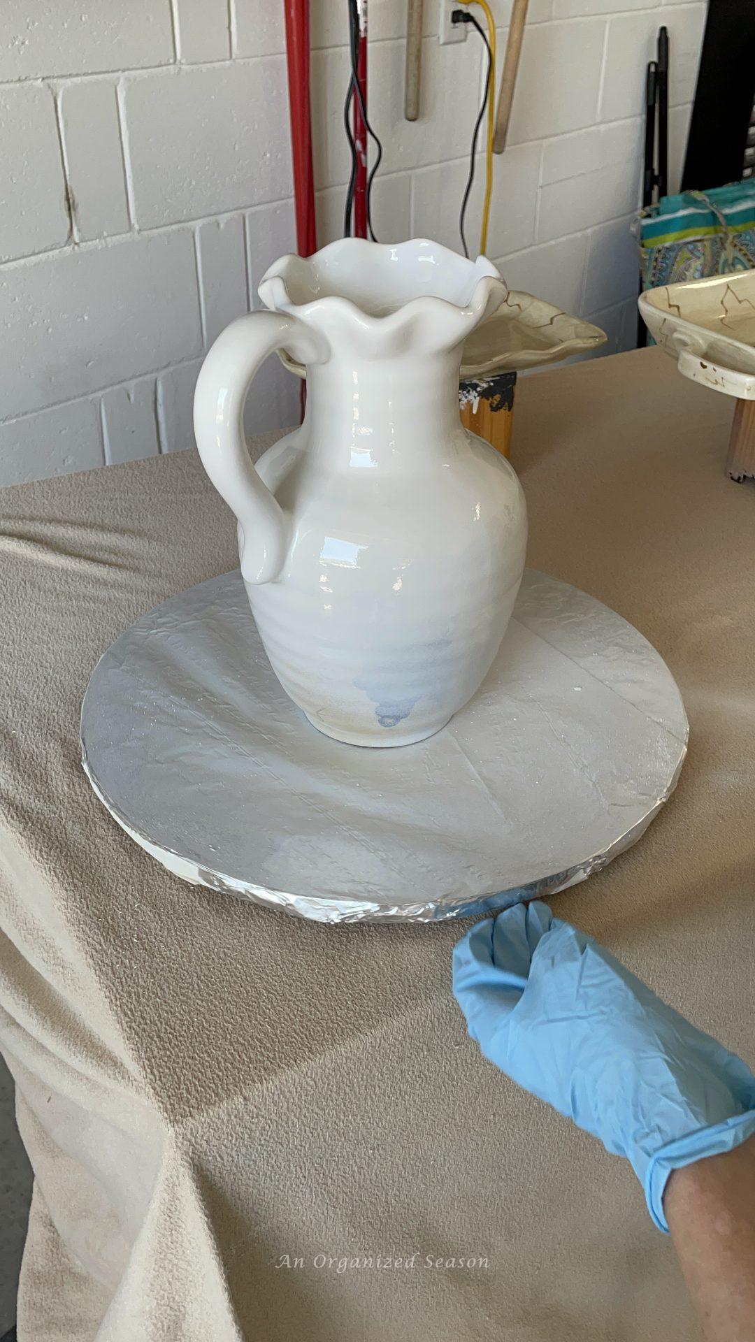 Paint Pitcher How to Transform Ceramic Items with Spray Paint - An Organized Season