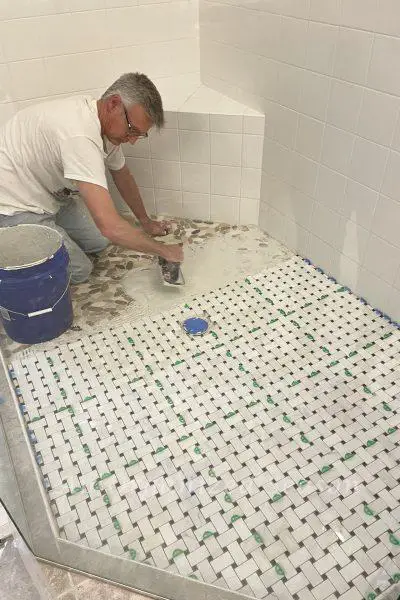 Tile over tile in shower