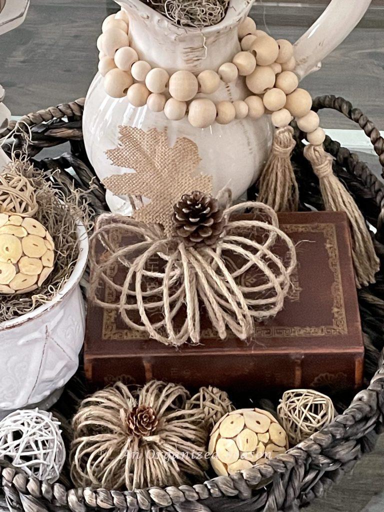 Two types of jute twine pumpkins you can DIY for Fall decor crafts.