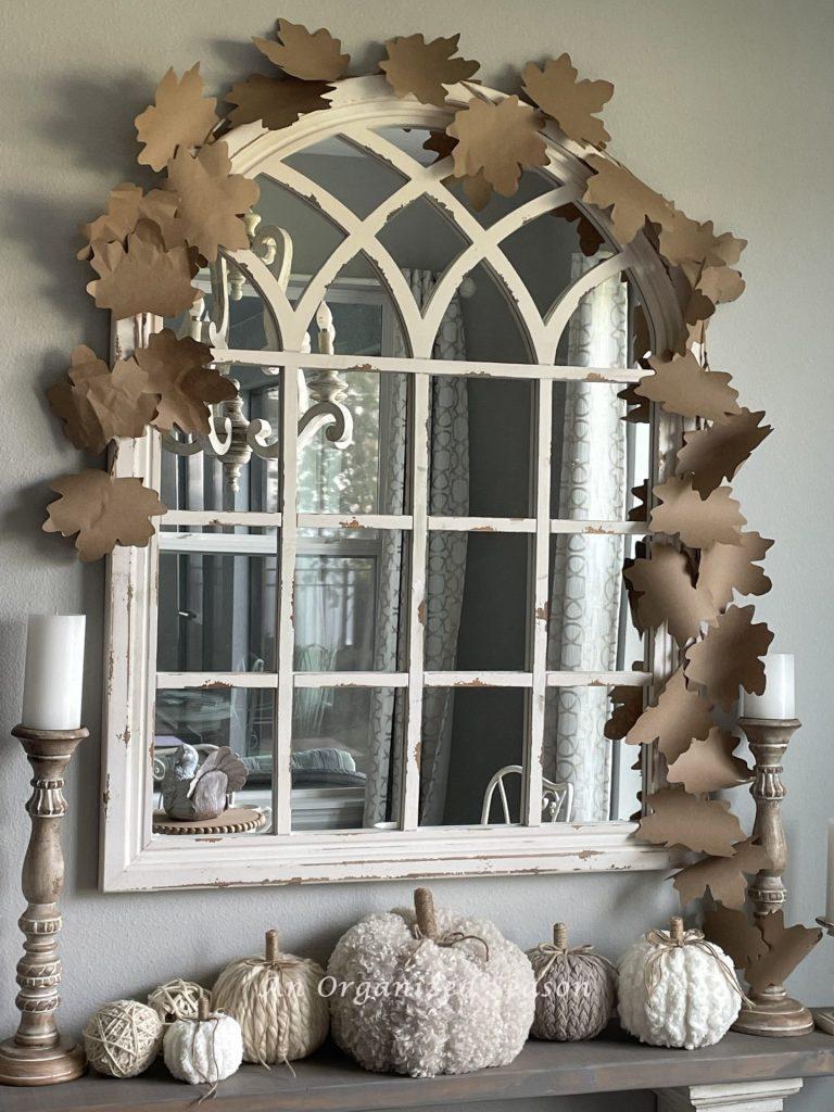 A leaf garland made from brown craft paper is a great DIY Fall decor craft.