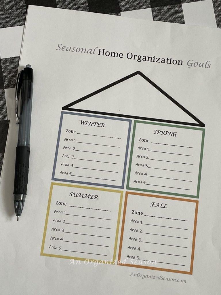 Sheet to write your goals down for the
Fall home organization and improvement challenge.
