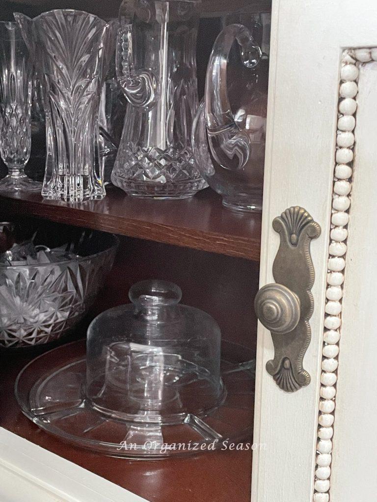 Store glassware in the china cabinet to declutter the dining room. 