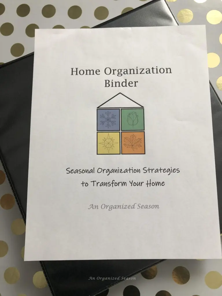 Cover sheet and binder for the Winter Home Organization Challenge. 