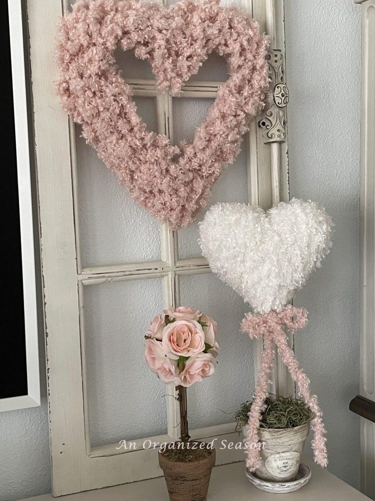 A topiary made from a Dollar tree heart. 
