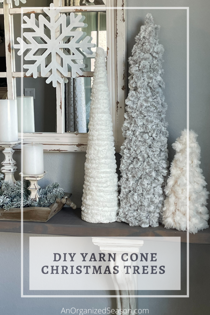 Yarn cone Christmas trees are a fun DIY project.