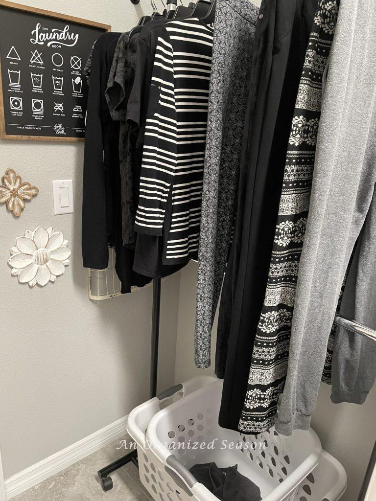 Use a rack to dry clothes, tip eight to create an organized laundry room. 
