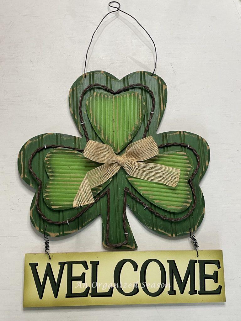 A St Patrick's Day welcome sign.