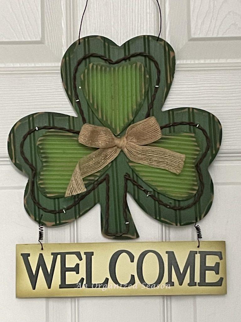 A St Patrick's Day welcome sign.