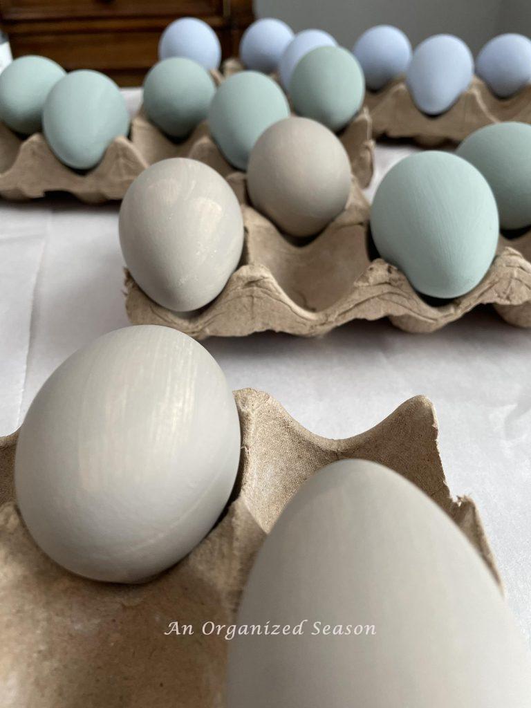 Painted eggs is step two to learn how to paint and stamp unique Easter eggs