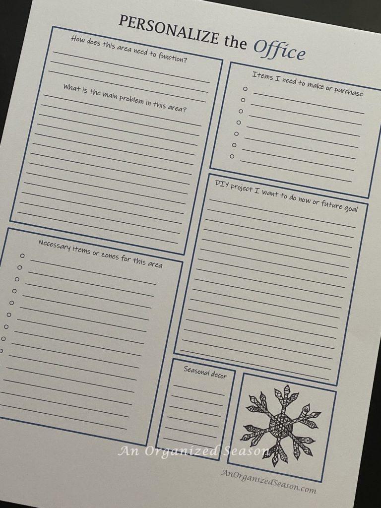 Printable sheet to help you personalize your office.