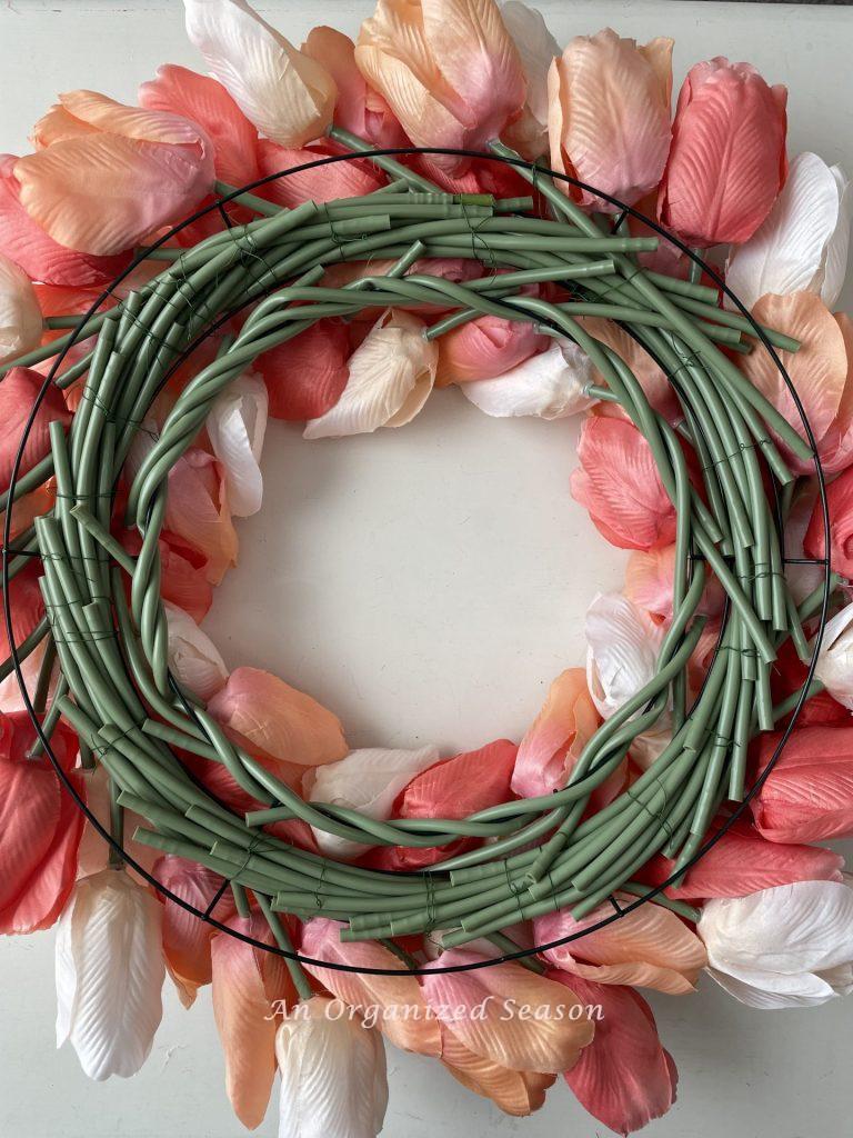 The backside of a wreath.