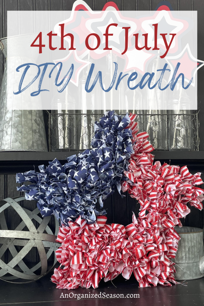 Star wreath made from patriotic ribbon