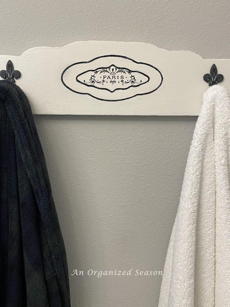 A French-inspired towel rack. 