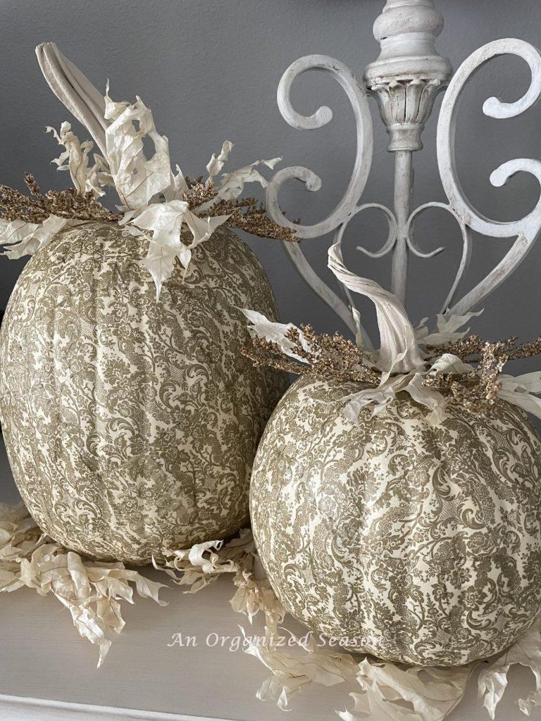 Fall DIY craft #2 are decoupage pumpkins.