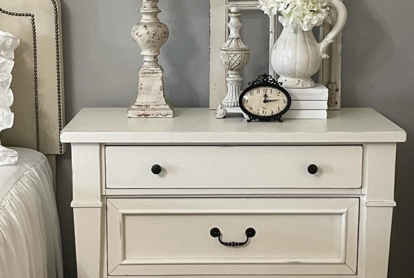 A white organized nightstand.