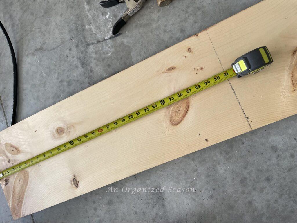 tape measure layout measurement on apron board