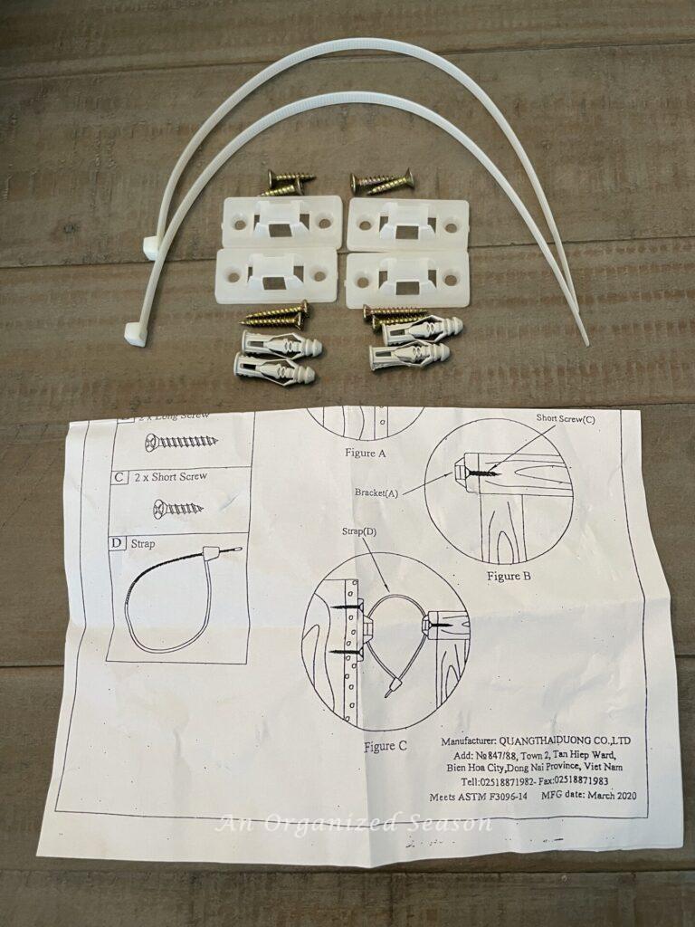 Picture of No tip furniture kit with instructions