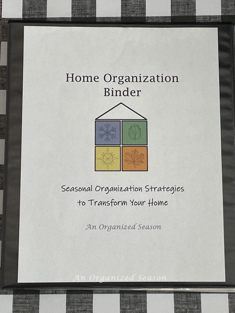 Binder cover for the Fall Home Organization Challenge. 
