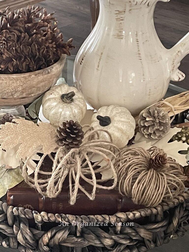 Jute twine pumpkins.