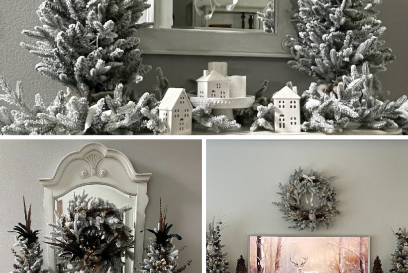 A flocked Christmas set styled three ways.