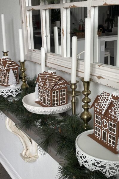 Three faux DIY gingerbread houses