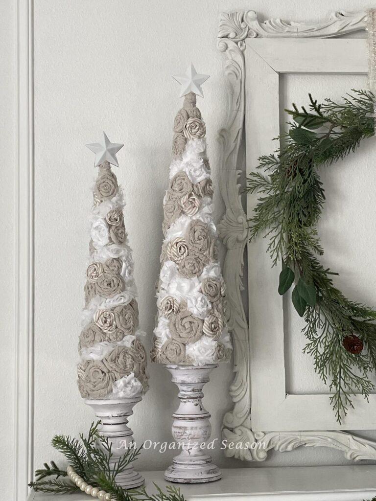 Beige and white trees make pretty neutral Christmas decor.