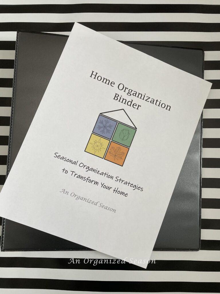 Home organization binder cover sheet. 