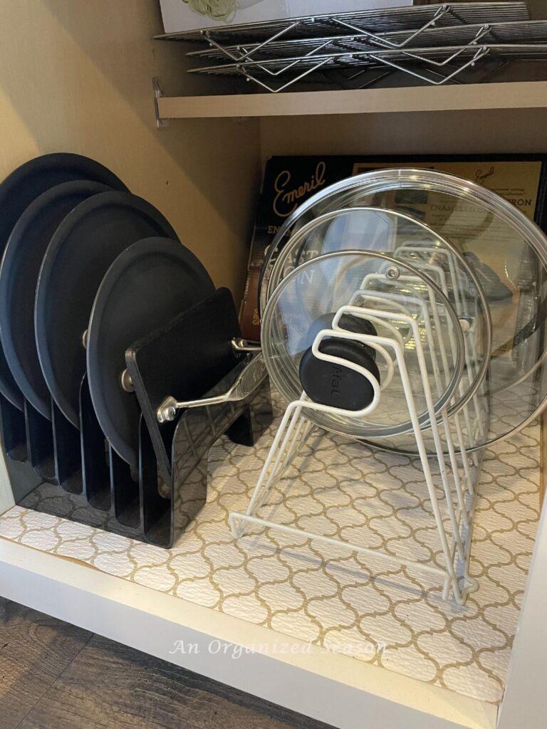 Lids that got organized during the home organization challenge. 