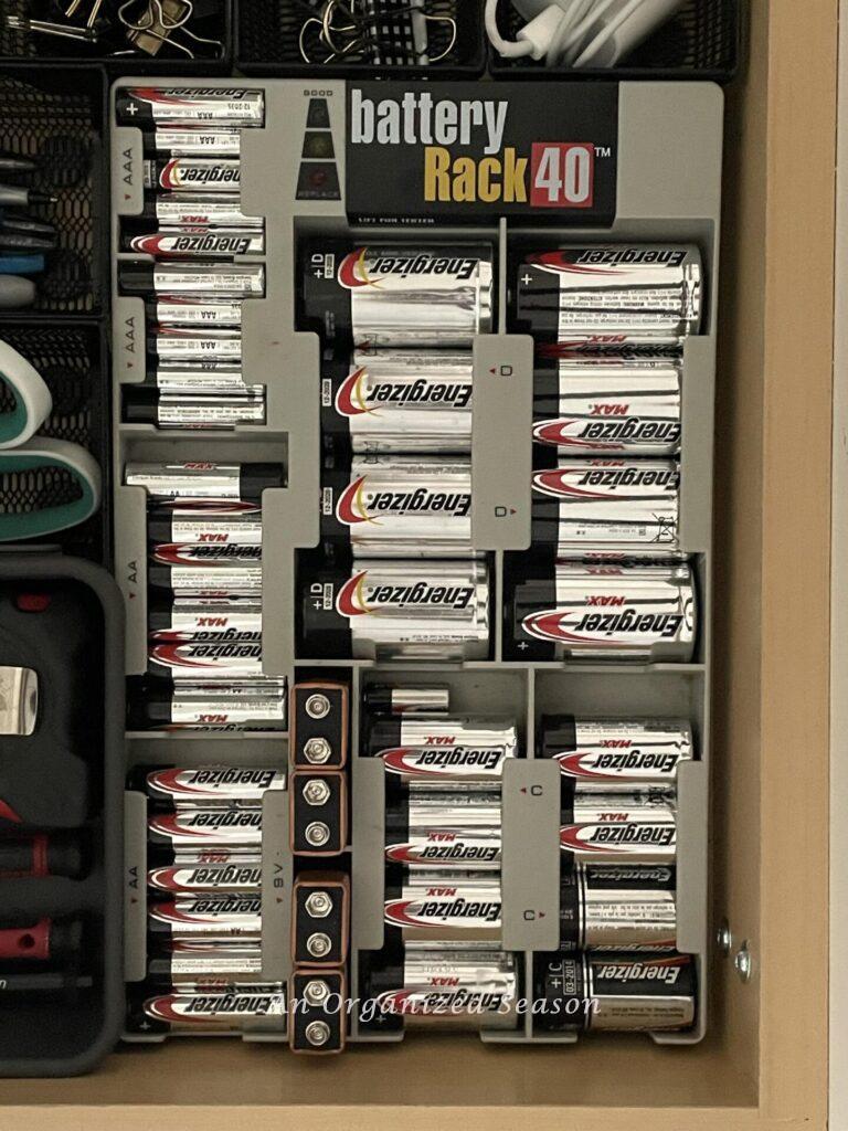 A battery organizer. 