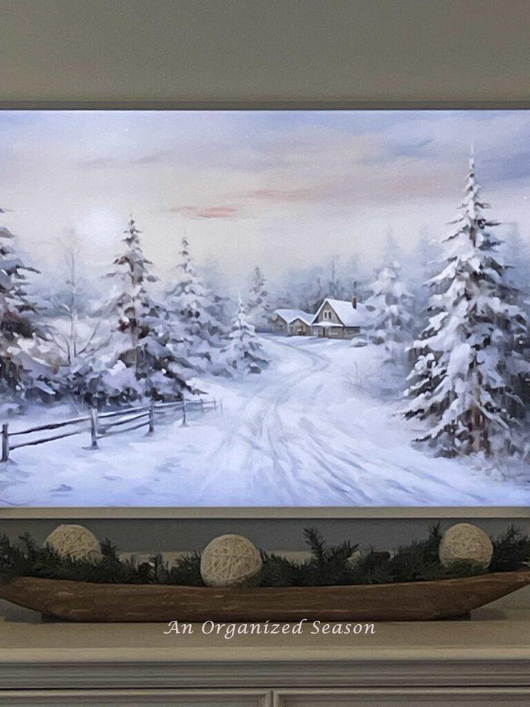 Add Winter decor by choosing a snow covered scene for your frame TV. 