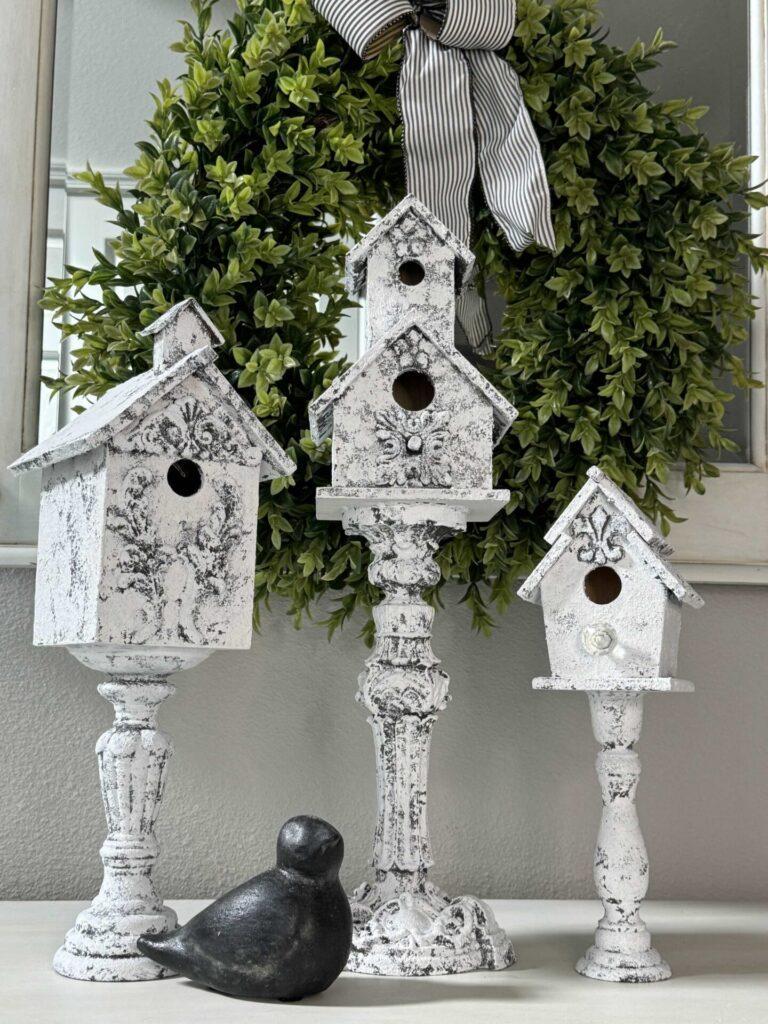 Make a set of three pedestal birdhouses for a Spring craft.  