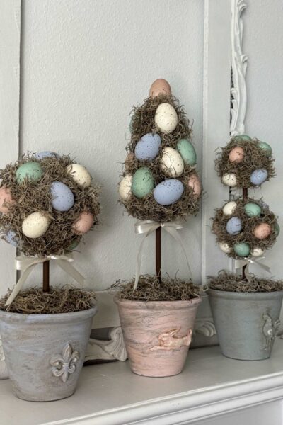 Three Easter egg topiaries