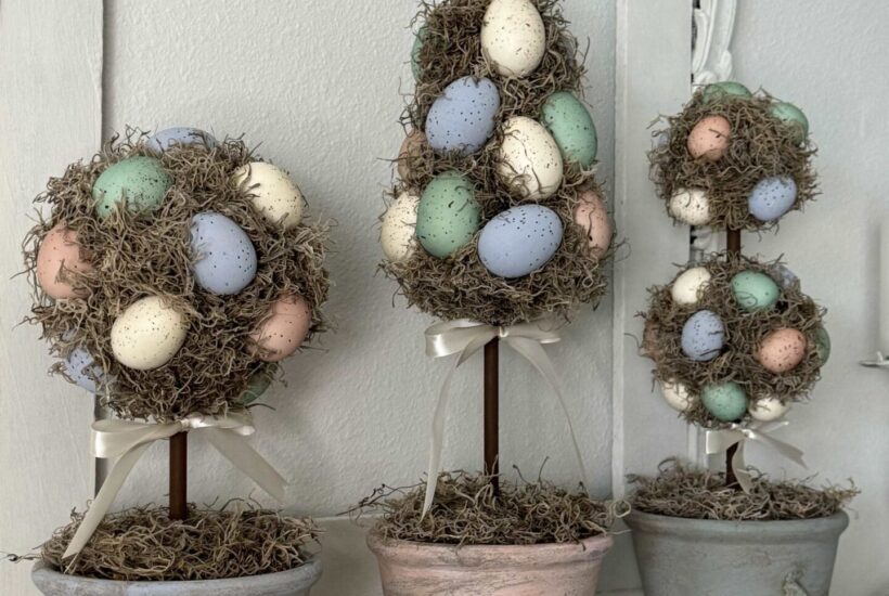 Three Easter egg topiaries